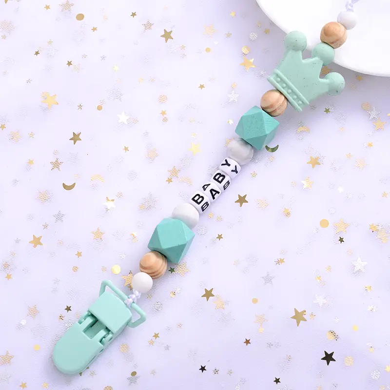 New 5 Colors Baby Teether Handmade Making Pacifier Clips  Holder Chains Silicone Pacifier Chain Clip Baby Teething Chain