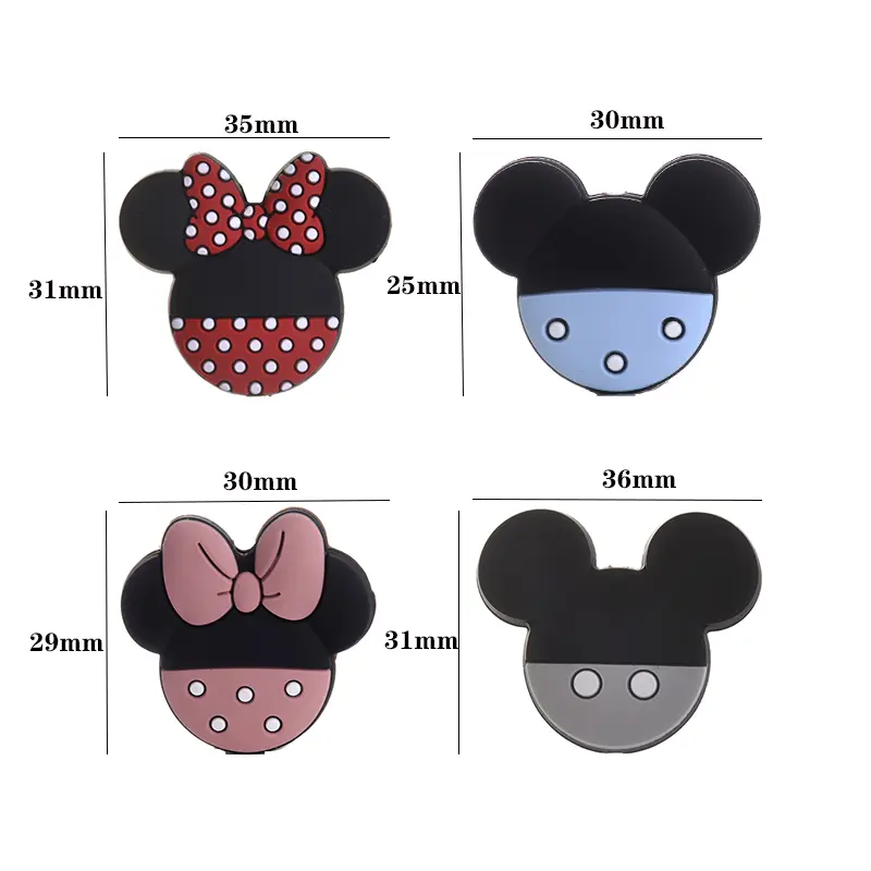 10Pcs Baby Silicone Beads Cartoon Pattern Food Grade Teether Beads BPA Free DIY Pacifier Chain Clips Accessories
