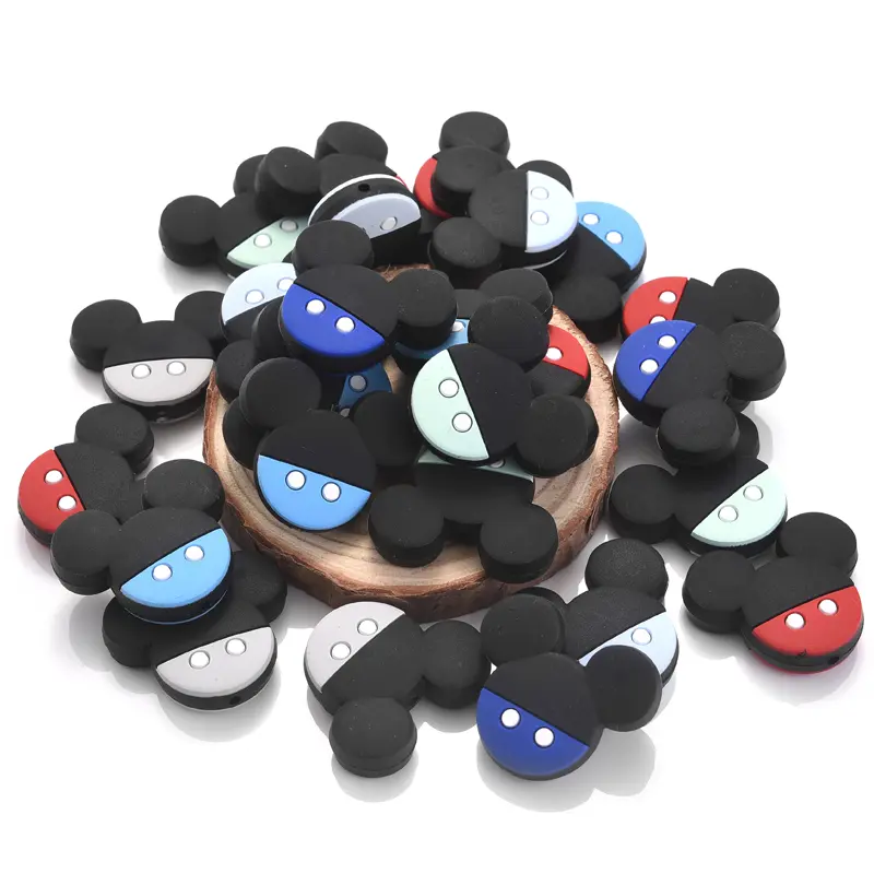 10Pcs Baby Silicone Beads Cartoon Pattern Food Grade Teether Beads BPA Free DIY Pacifier Chain Clips Accessories