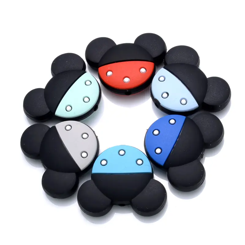 10Pcs Baby Silicone Beads Cartoon Pattern Food Grade Teether Beads BPA Free DIY Pacifier Chain Clips Accessories