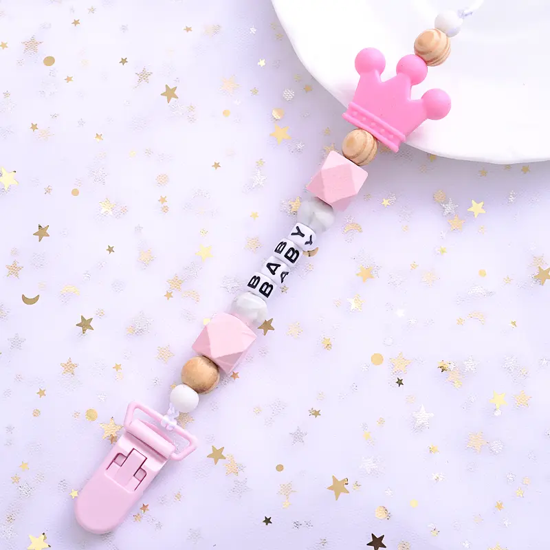 New 5 Colors Baby Teether Handmade Making Pacifier Clips  Holder Chains Silicone Pacifier Chain Clip Baby Teething Chain