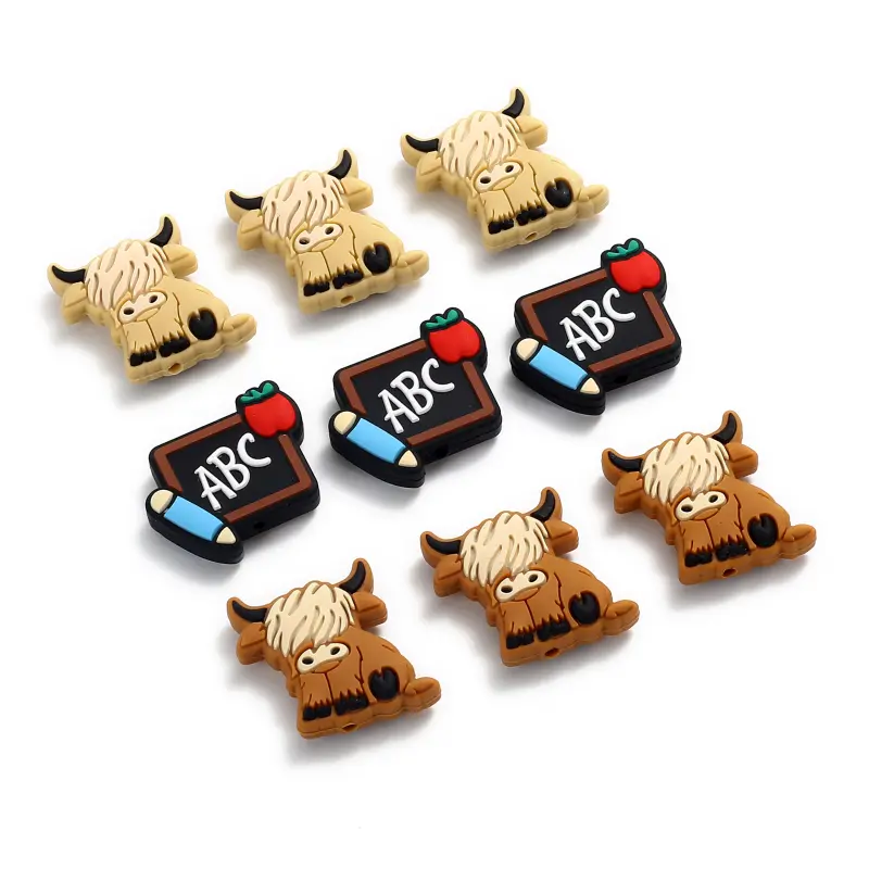10Pcs Halloween Silicone Teether Beads Cartoon Animal Beads For Jewelry Making DIY Bracelet Pacifier Chain Nursing Accessories
