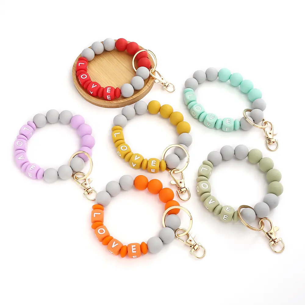 40Pcs 15 Style Round Silicone Beads 12mm LOVE Teether Letter Beads for Baby Nursing Necklace Bracelet Pacifier Clip Accessories