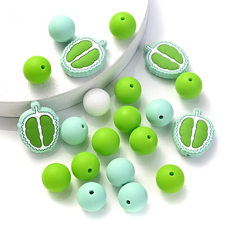 32Pcs/Set Silicone Focal Beads Set Teether Loose Beads For Jewelry Making DIY Pacifier Chain Necklace Keychain Accessories