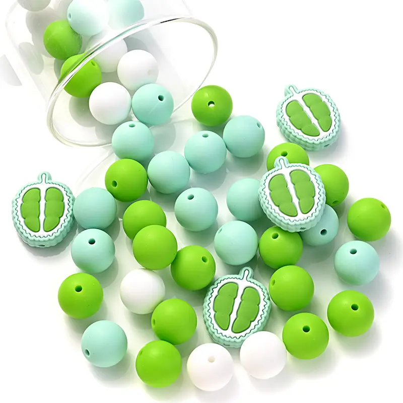 32Pcs/Set Silicone Focal Beads Set Teether Loose Beads For Jewelry Making DIY Pacifier Chain Necklace Keychain Accessories