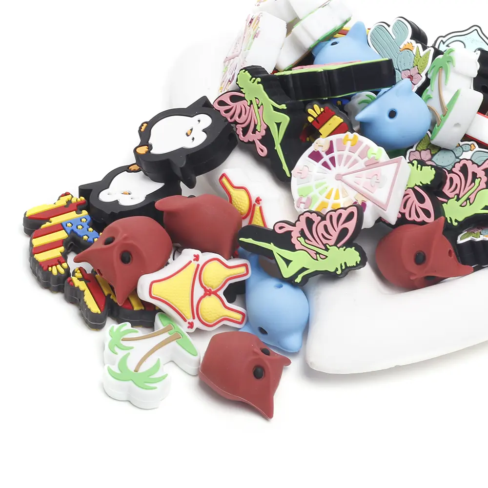 10Pcs New Silicone Beads Cartoon Animal Ferris Wheel Shape Teether Bead DIY Pacifier Chain Necklace Accessory For Jewelry Making