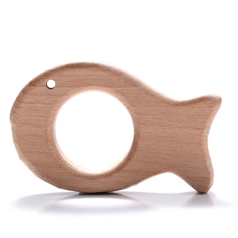 5Pcs/Lot Food Grade Wooden Teether Toys Animal Shape Wood Necklace Pendant for Baby DIY Wooden Teething Chew Toys