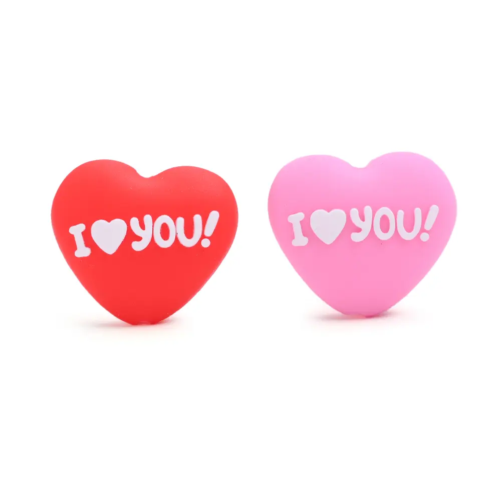 84Pcs Food Grade Cartoon Love Round Baby Teether Silicone Bead Pacifier Clip Chain Loose Bead for Diy Jewelry Making