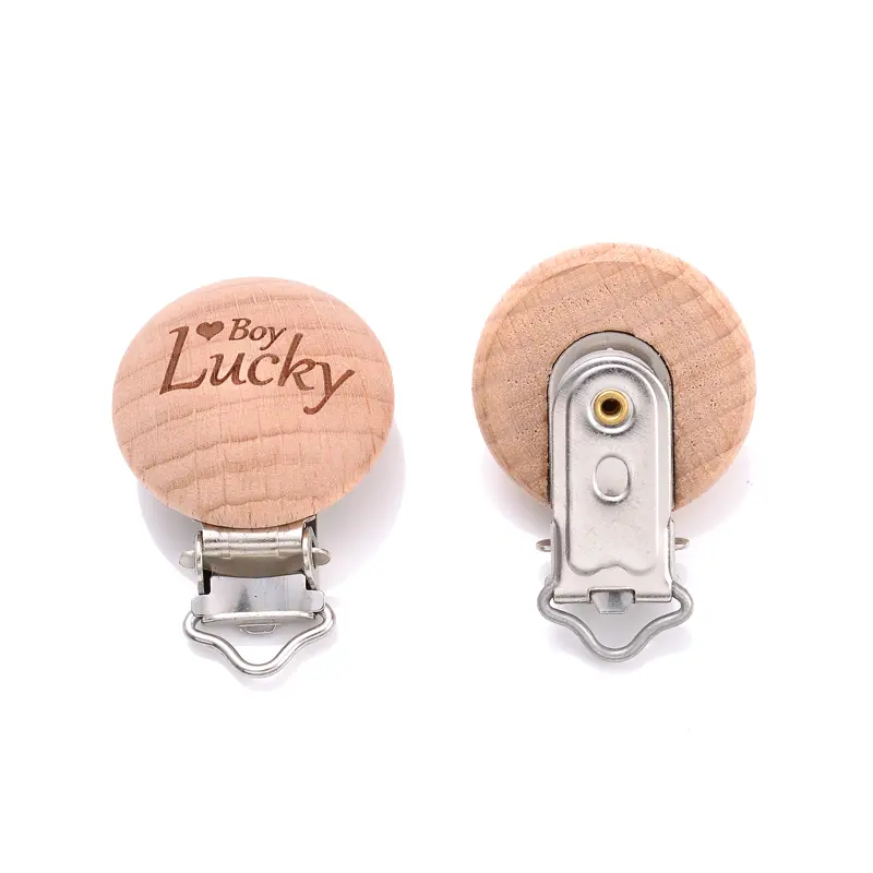 1Pcs Beech Pacifier Clip Food Grade Natural Wooden Soother Accessories for Baby Teething Pacifier Chain Dummy Holder Clip