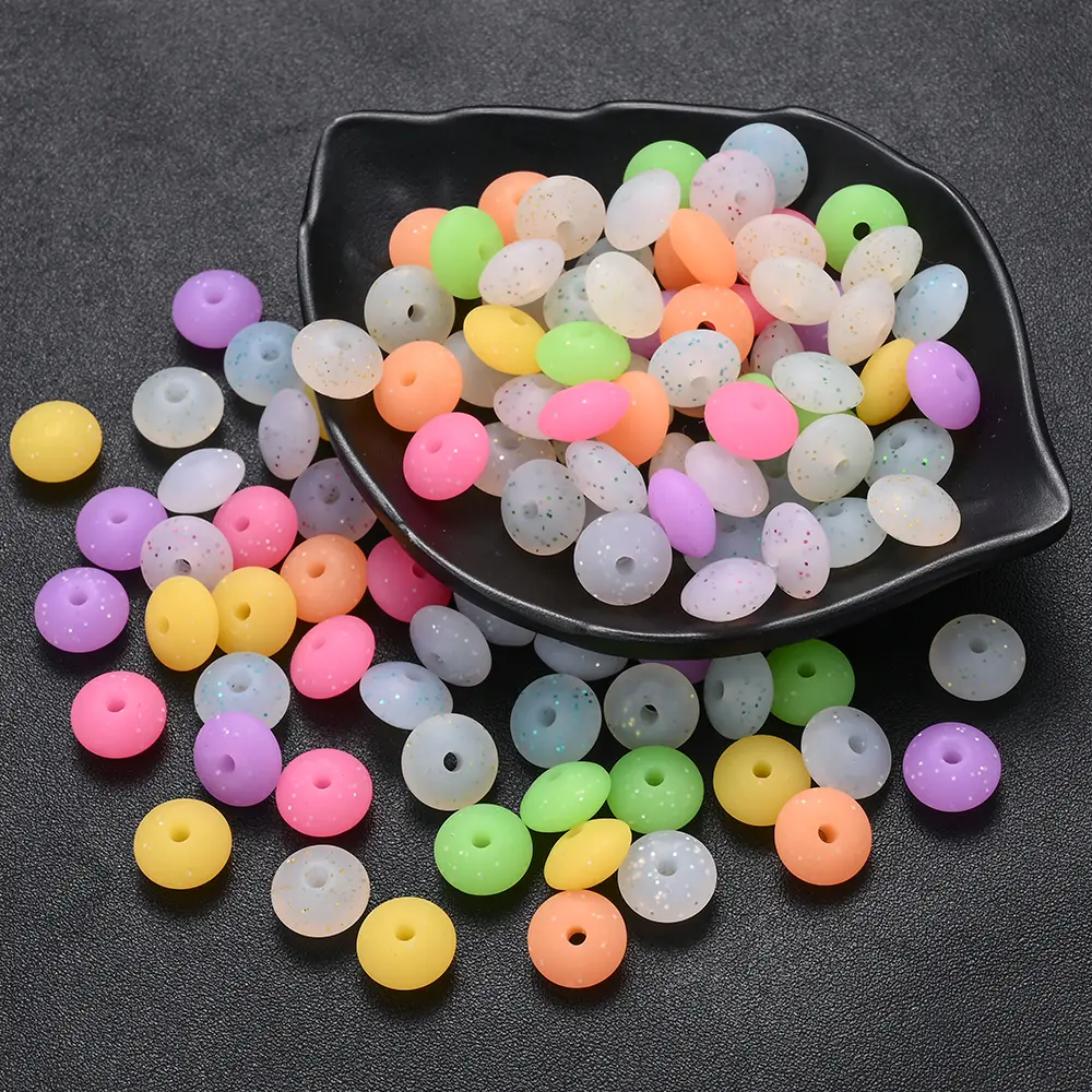 12mm 50Pcs Silicone Luminous Spacer Beads BPA Free Chewable Teething Beads Pacifier Teether DIY Necklace Accessories