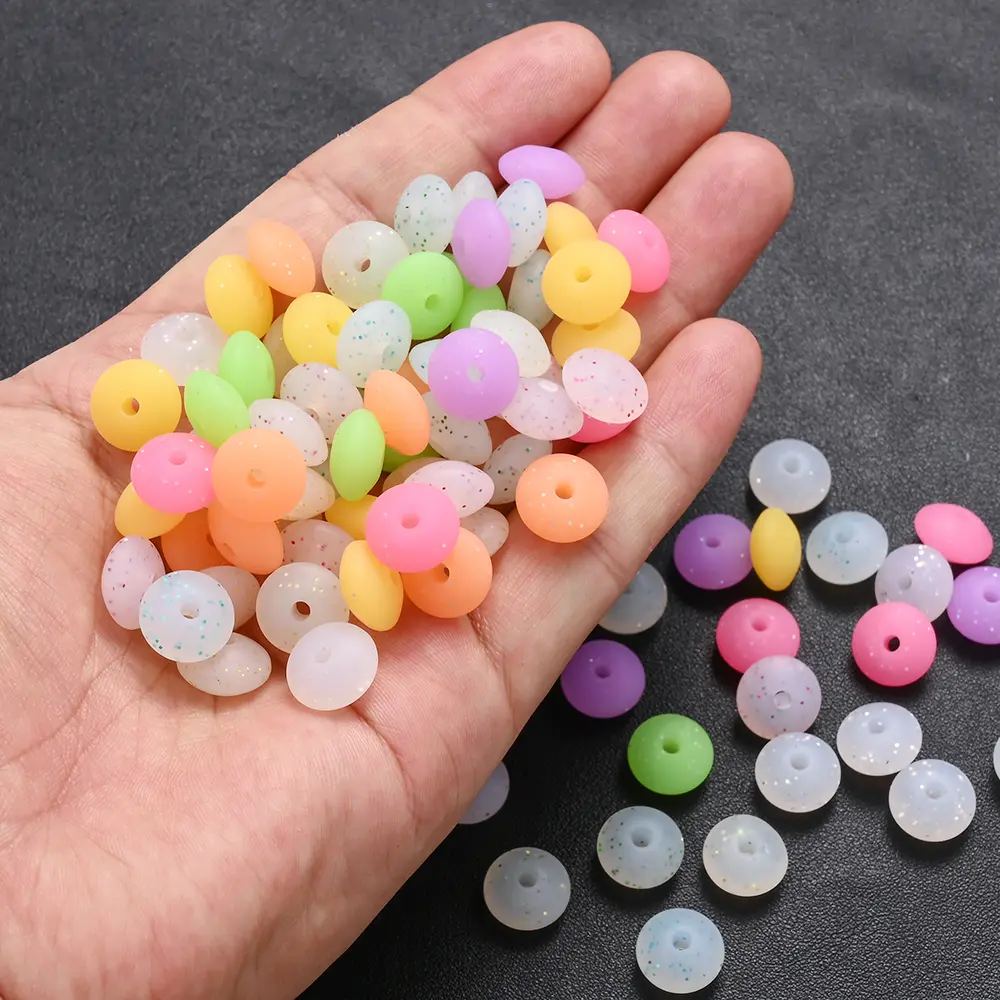 12mm 50Pcs Silicone Luminous Spacer Beads BPA Free Chewable Teething Beads Pacifier Teether DIY Necklace Accessories