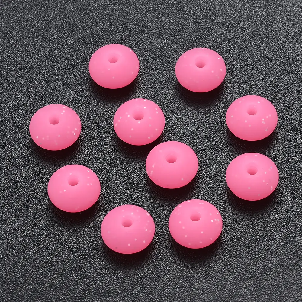 12mm 50Pcs Silicone Luminous Spacer Beads BPA Free Chewable Teething Beads Pacifier Teether DIY Necklace Accessories