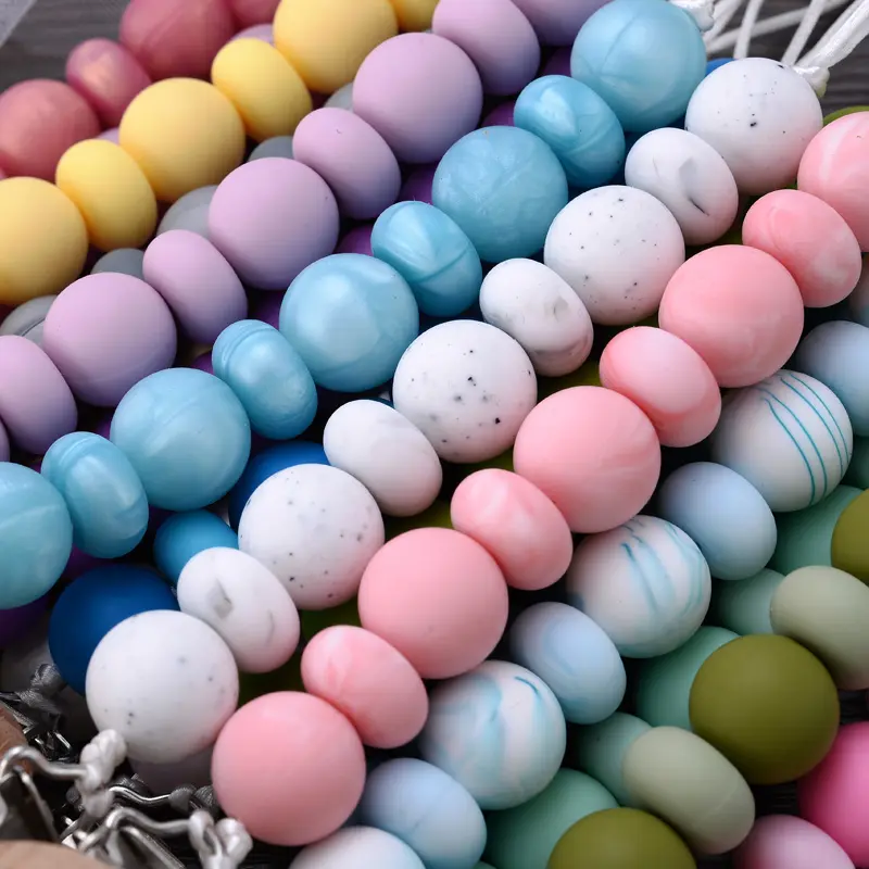 New Pacifier Clips Chain Silicone Beads Dummy Clip Holder Soother Chains Baby Teething Toys Chew Gifts BPA Free
