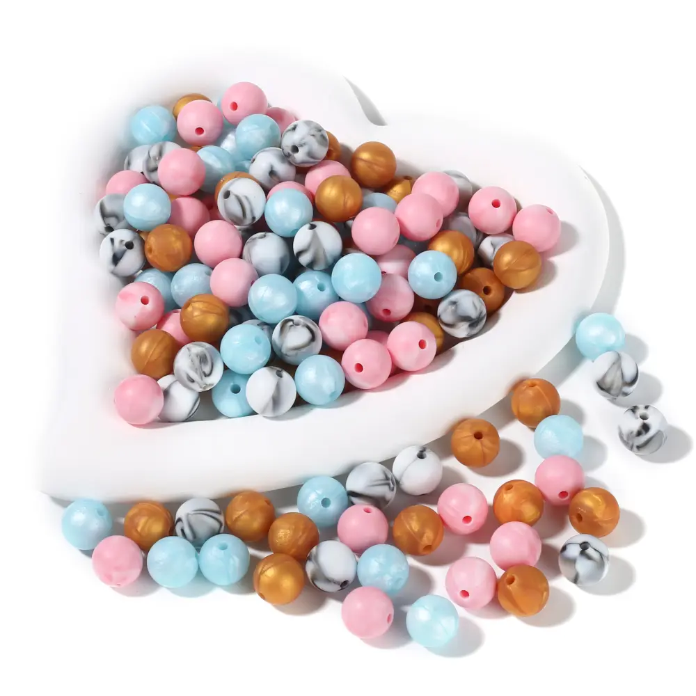 50Pc 12mm 19Color Silicone Round Bead Food Grade Teether Chew Bead For Handmade Baby Pacifier Chain DIY Jewelry Making Accessory