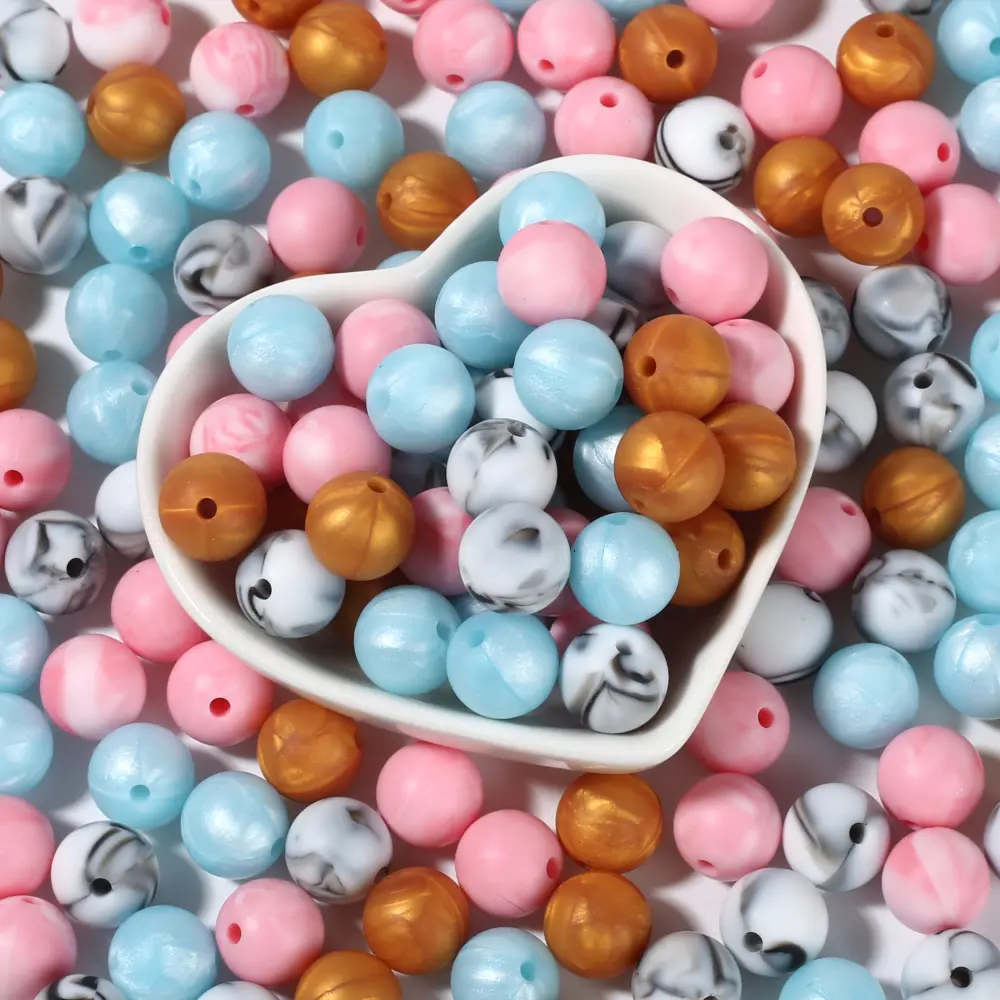 50Pc 12mm 19Color Silicone Round Bead Food Grade Teether Chew Bead For Handmade Baby Pacifier Chain DIY Jewelry Making Accessory