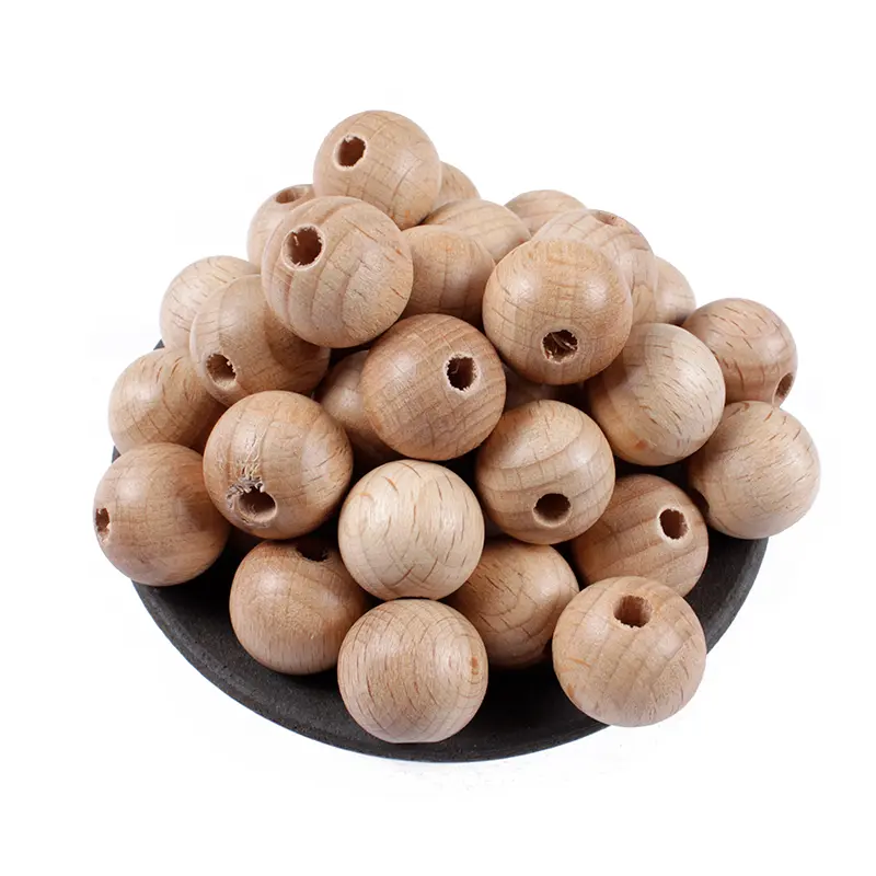 8-30mm 30/50Pcs Food Grade Beech Wood Beads Baby Wooden Beads Teether For Nursing Bracelets Rodent Pacifier Clip Chain BPA Free