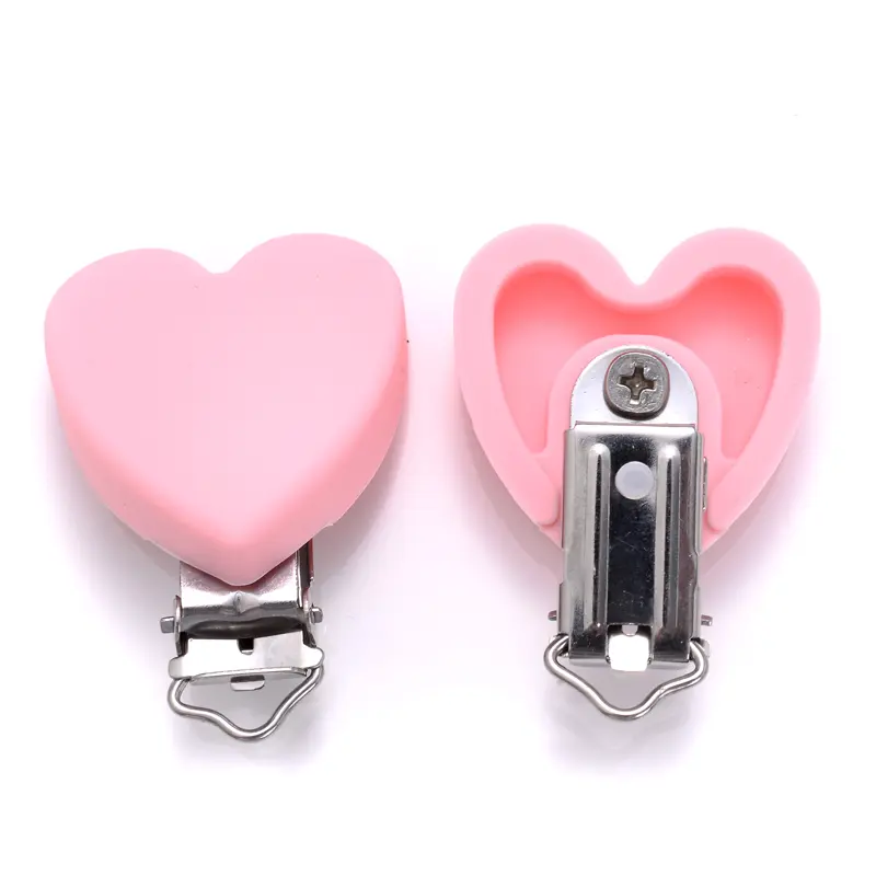 3Pcs Silicone Heart Shape Pacifier Clip DIY Baby Soother Nursing Dummy Holder Draft Teething Molar Toys Clips BPA Free