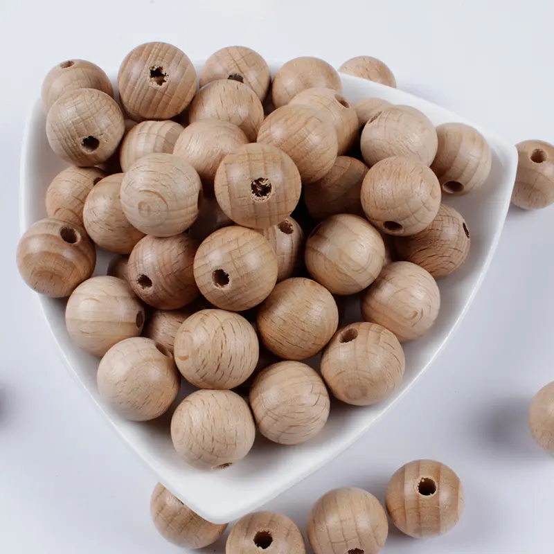 8-30mm 30/50Pcs Food Grade Beech Wood Beads Baby Wooden Beads Teether For Nursing Bracelets Rodent Pacifier Clip Chain BPA Free