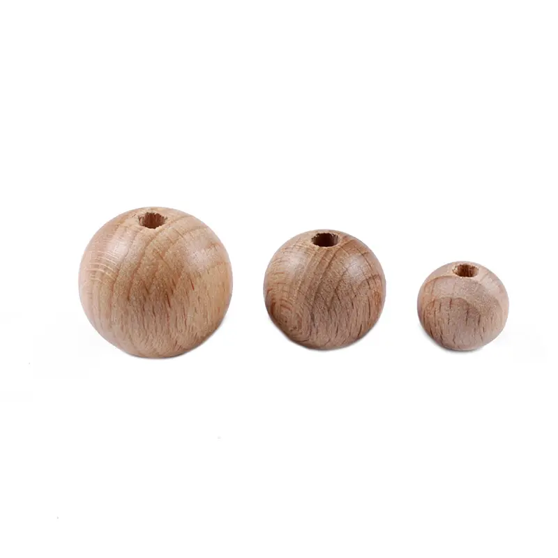 8-30mm 30/50Pcs Food Grade Beech Wood Beads Baby Wooden Beads Teether For Nursing Bracelets Rodent Pacifier Clip Chain BPA Free