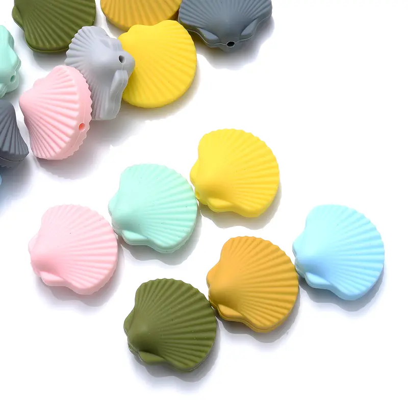 5Pcs/Lot 28x25mm Shell Shape Silicone Beads Food Grade Baby Teether Chew Beads for Necklace Pacifier Chain Accessories BPA Free