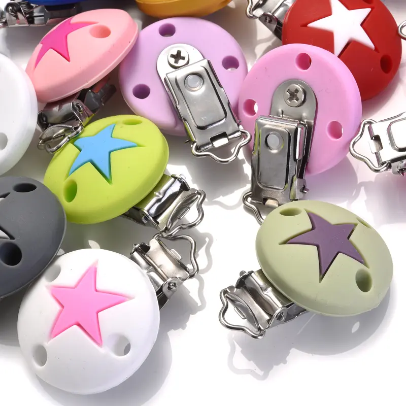 3Pcs Baby Pacifier Clip Soother Teether Round Shape Silicone Holder Nipple Clip DIY Baby Teething Chain Accessories BPA Free