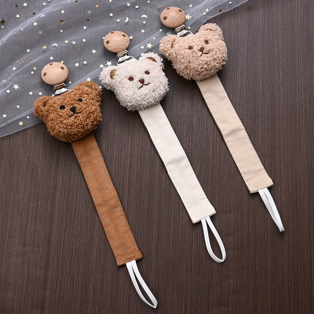 Creative  Wooden Animal Baby Pacifier Clip Handmade Cotton Rope Nipple Chain Baby Nursing Teething Gifts Toy Soother Chain