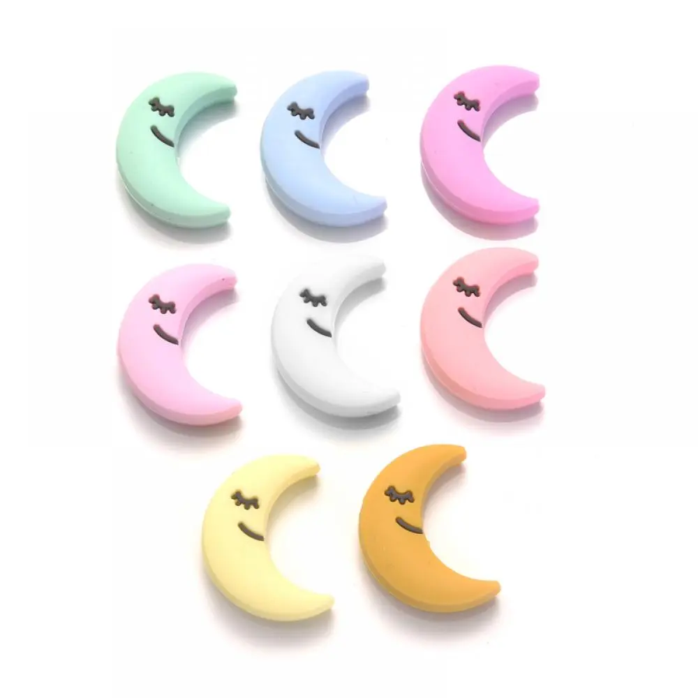 10Pc 21x28mm Cartoon Moon Shape Teether Chew Beads Food Grade Silicone Beads For DIY Necklace Baby Pacifier Chain Jewelry Making