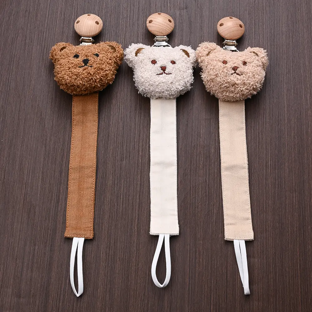 Creative  Wooden Animal Baby Pacifier Clip Handmade Cotton Rope Nipple Chain Baby Nursing Teething Gifts Toy Soother Chain