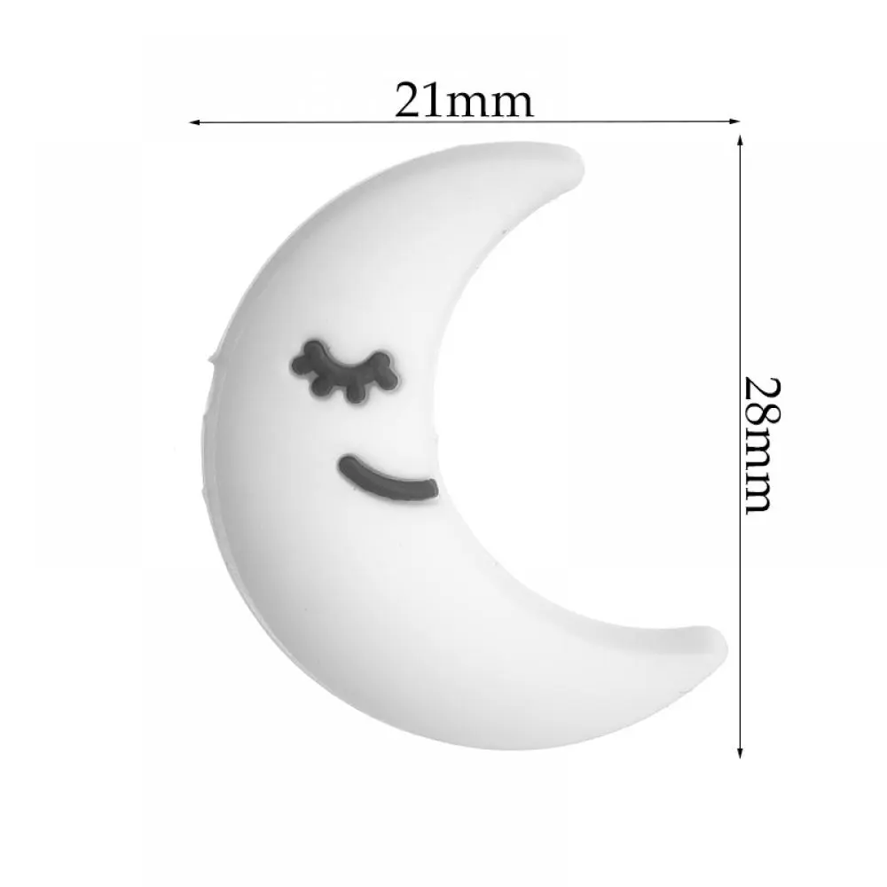 10Pc 21x28mm Cartoon Moon Shape Teether Chew Beads Food Grade Silicone Beads For DIY Necklace Baby Pacifier Chain Jewelry Making