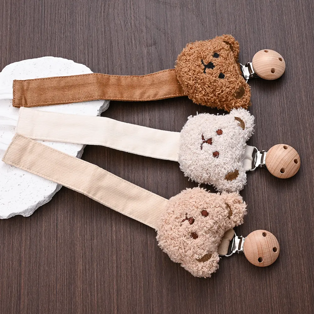 Creative  Wooden Animal Baby Pacifier Clip Handmade Cotton Rope Nipple Chain Baby Nursing Teething Gifts Toy Soother Chain