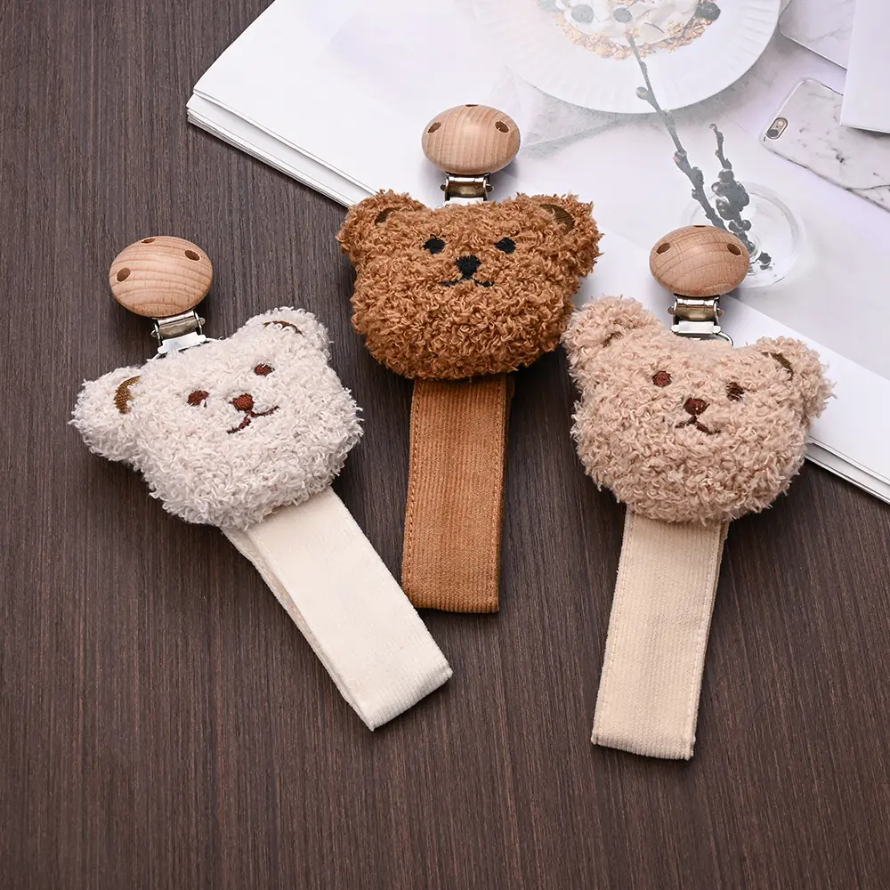 Creative  Wooden Animal Baby Pacifier Clip Handmade Cotton Rope Nipple Chain Baby Nursing Teething Gifts Toy Soother Chain