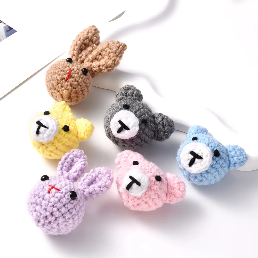 1Pc Handmade Crochet Animal Mixed Felt Ball DIY Charm Newborn Care Accessories Necklace Pacifier Chain Set Toy