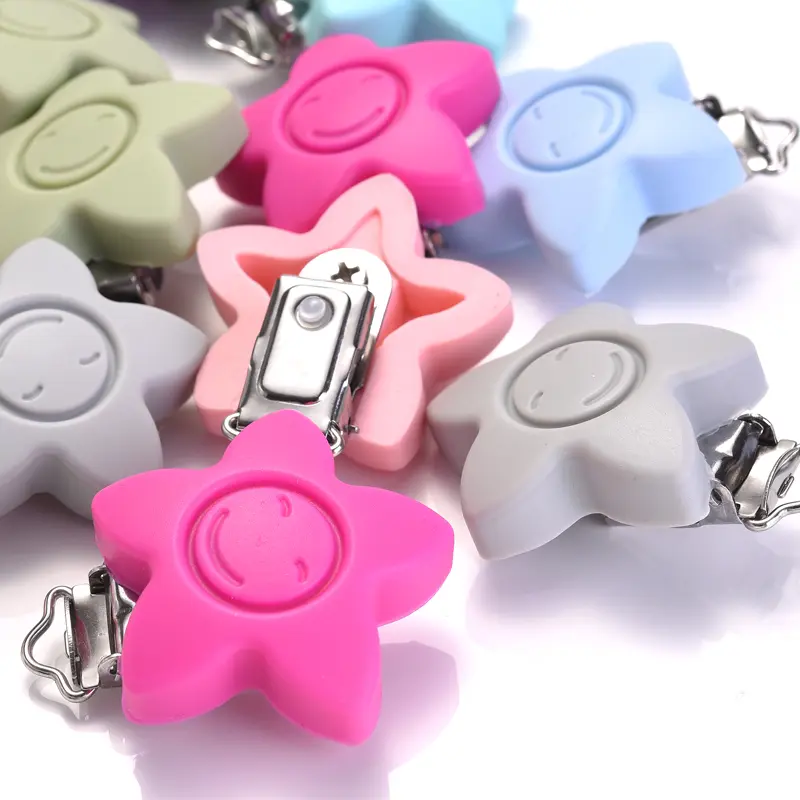 1Pc Baby Silicone Teether Clips Pacifier Holder Chains Football Shape Baby Teething Accessories Products Oral Care Toy Accessory