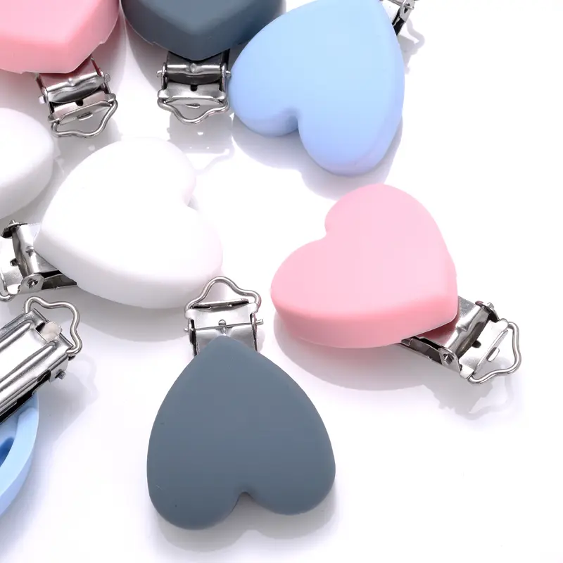 3Pcs Silicone Pacifier Clip Star Heart Round Silicone Clips for DIY Pacifier Chain Accessories Baby Soother Nursing Dummy Holder