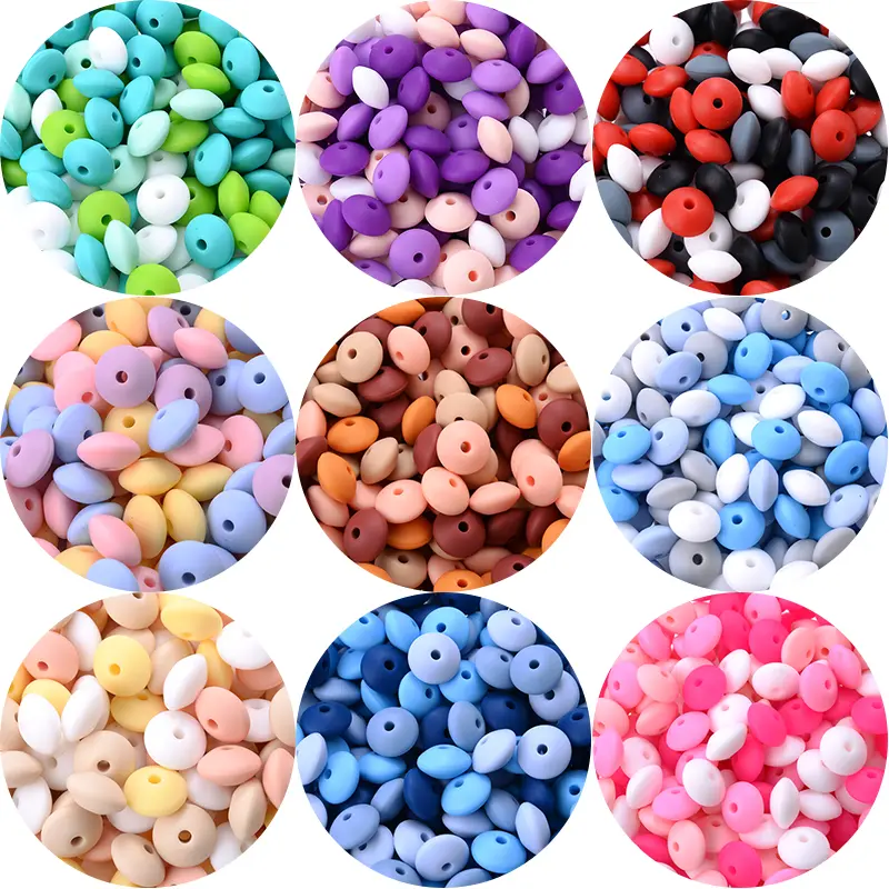 50pcs/lot 12mm Silicone Spacer Beads for DIY Charms Newborn Nursing Accessories Necklace Pacifier Chain Teething Toy BPA Free