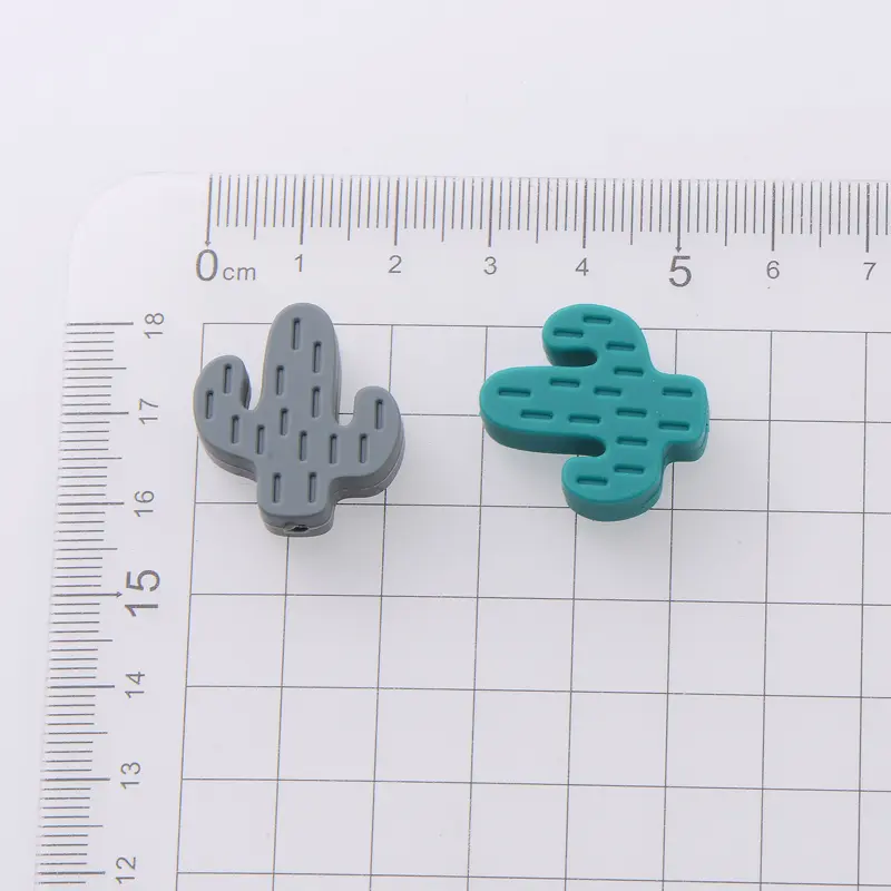 10Pcs/Lot Cartoon Little Cactus Silicone Beads Baby Rodent Teether Nursing Pacifier Clip Chain Necklace Accessories BPA Free