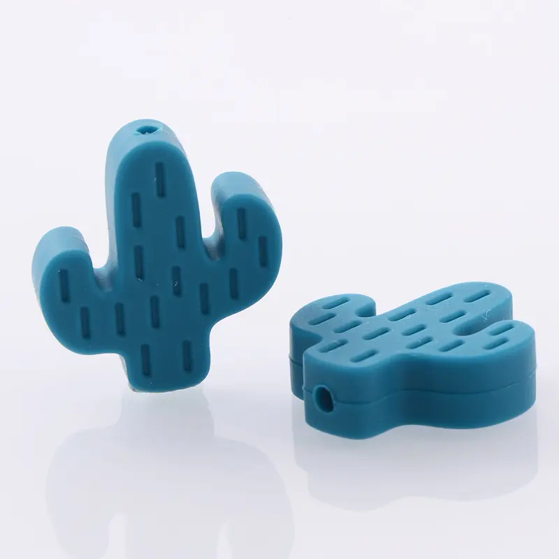 10Pcs/Lot Cartoon Little Cactus Silicone Beads Baby Rodent Teether Nursing Pacifier Clip Chain Necklace Accessories BPA Free