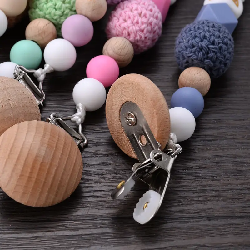 Custom Personalized Name Pacifier Clip Handmade Silicone Gold Letter Beads Holder Soother Baby Teething Chain Toy Chew Gift