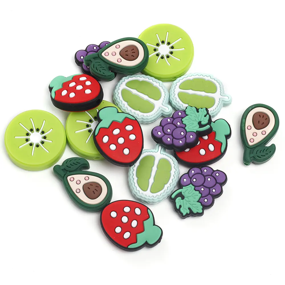 10Pcs New Silicone Beads Fruit Series Grapes kiwifruit Shape Focal Bead Baby Nursing Necklace Pacifier Clip Food Grade Accessory
