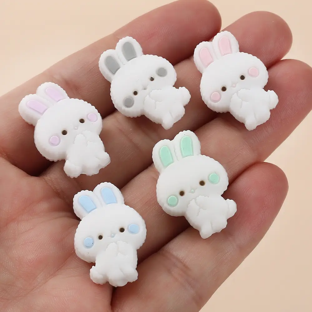 10Pcs Food Grade Silicone Beads 18x27mm Cartoon Animal Bunny Teether Beads For Jewelry Making DIY Baby Necklace Pacifier Chain
