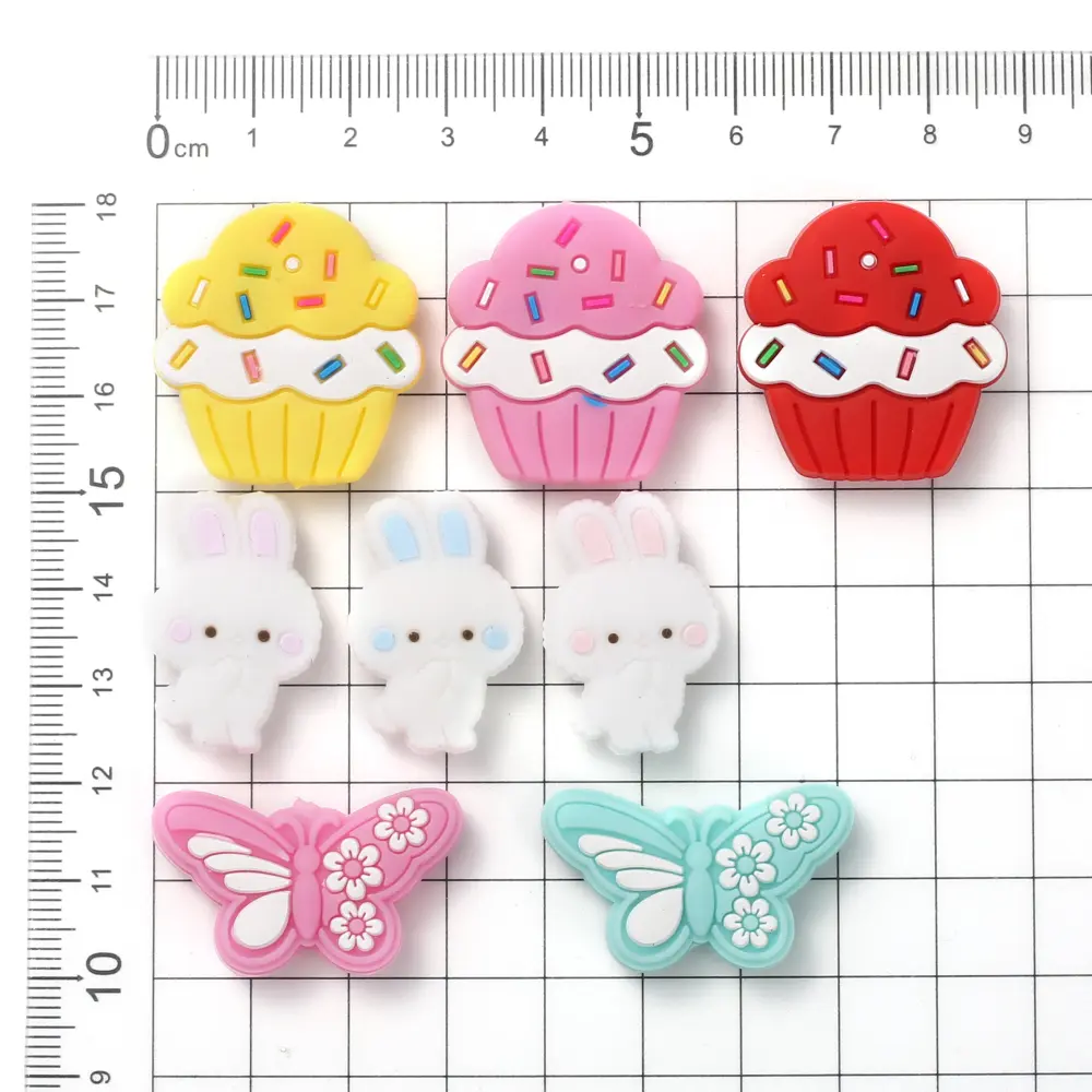 10Pcs Food Grade Silicone Beads 18x27mm Cartoon Animal Bunny Teether Beads For Jewelry Making DIY Baby Necklace Pacifier Chain