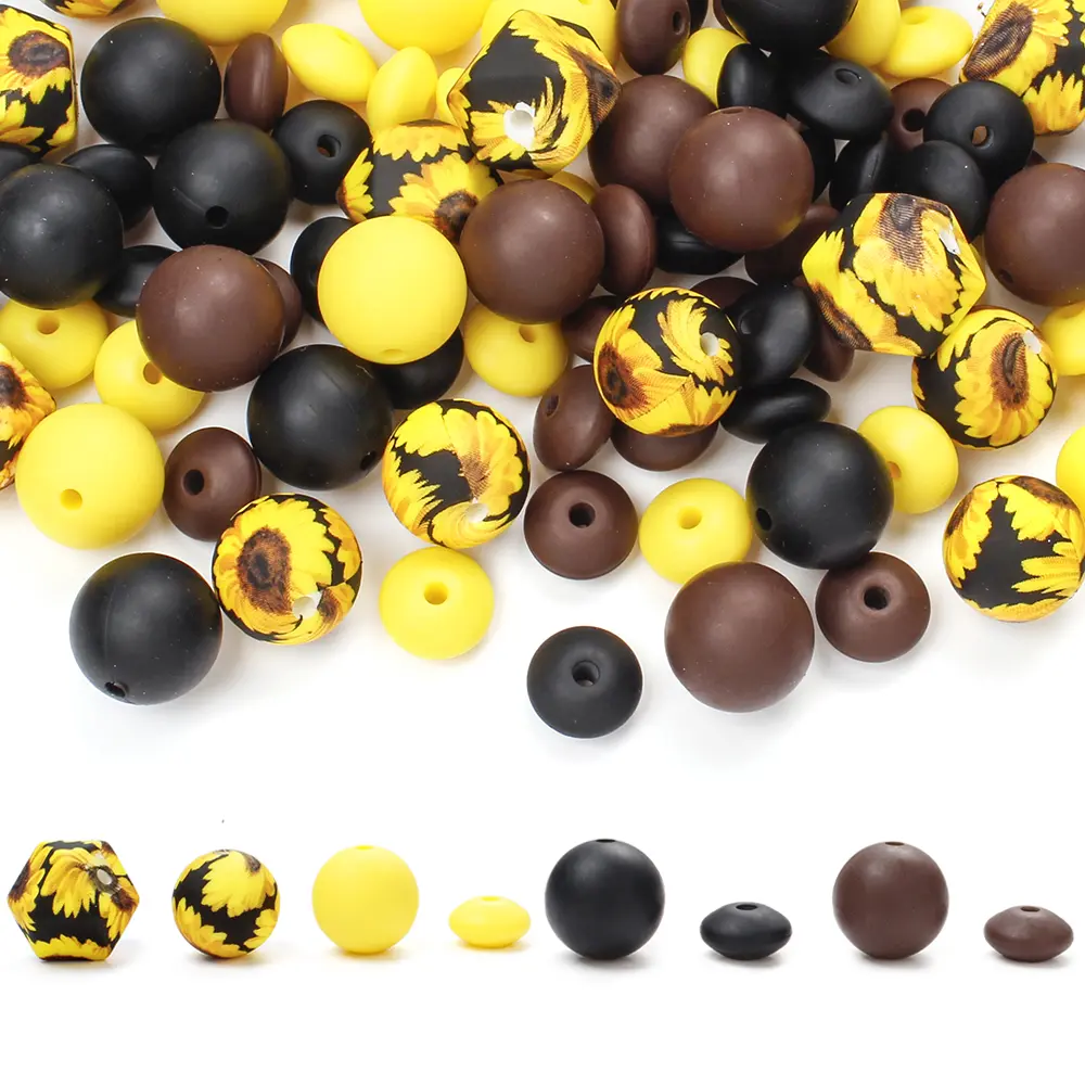 50Pcs/Lot Silicone Spacer Beads Combination Set for for Baby Food Grade BPA Free Silicone Beads Nursing Chewable Teething Beads