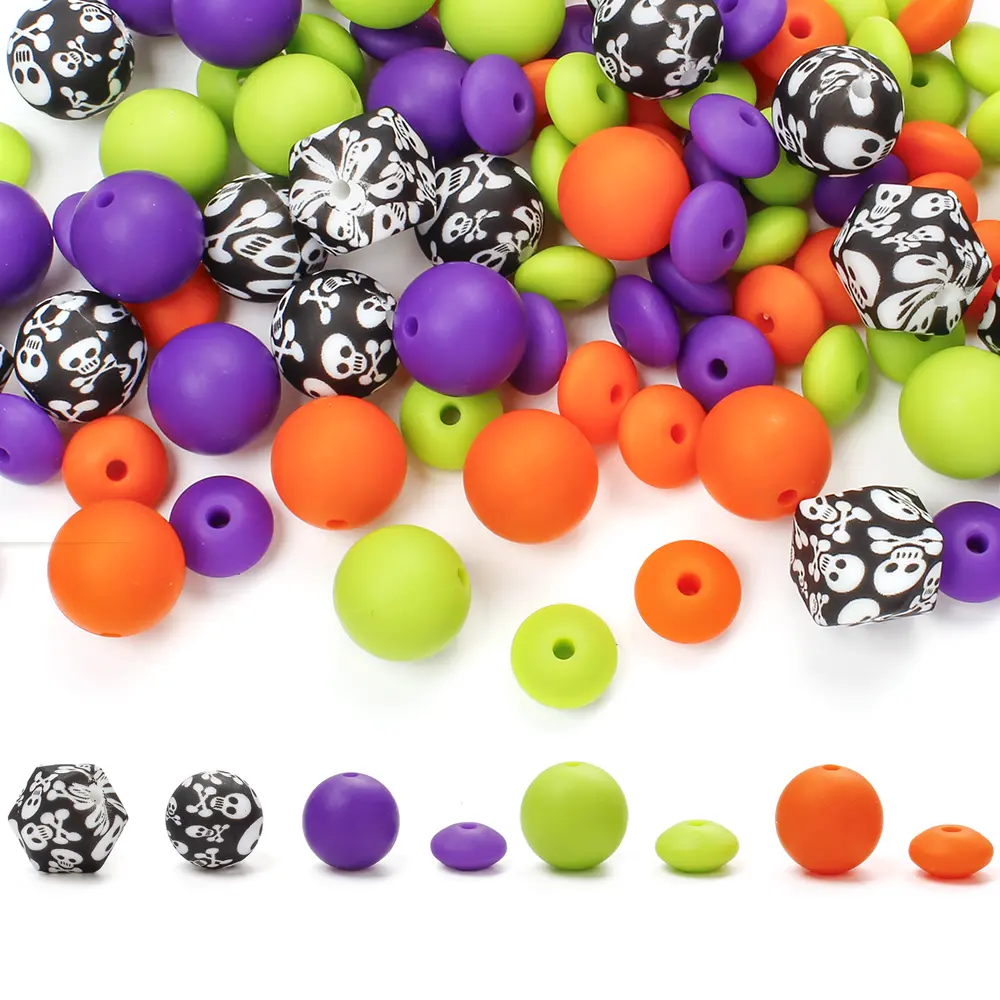 50Pcs/Lot Silicone Spacer Beads Combination Set for for Baby Food Grade BPA Free Silicone Beads Nursing Chewable Teething Beads