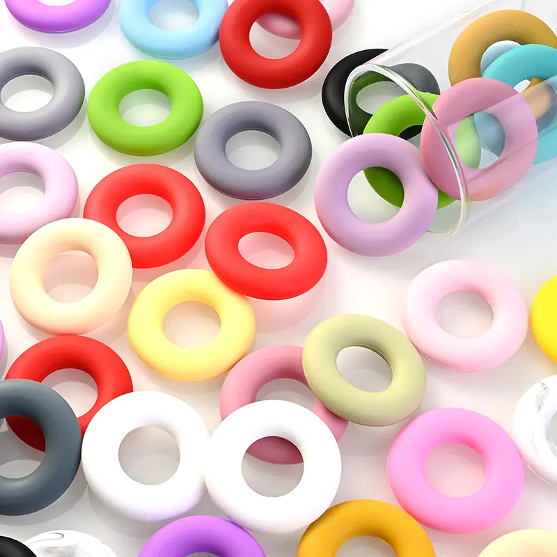 10Pcs 43mm Silicone Ring Beads Food Grade Teether Chew Ring For Jewelry Making Bracelets Pacifier Chain Beads Accessories