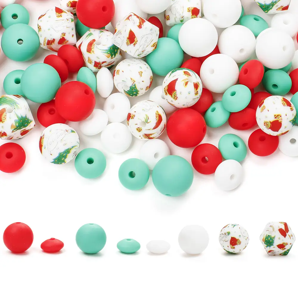 50Pcs/Lot Silicone Spacer Beads Combination Set for for Baby Food Grade BPA Free Silicone Beads Nursing Chewable Teething Beads