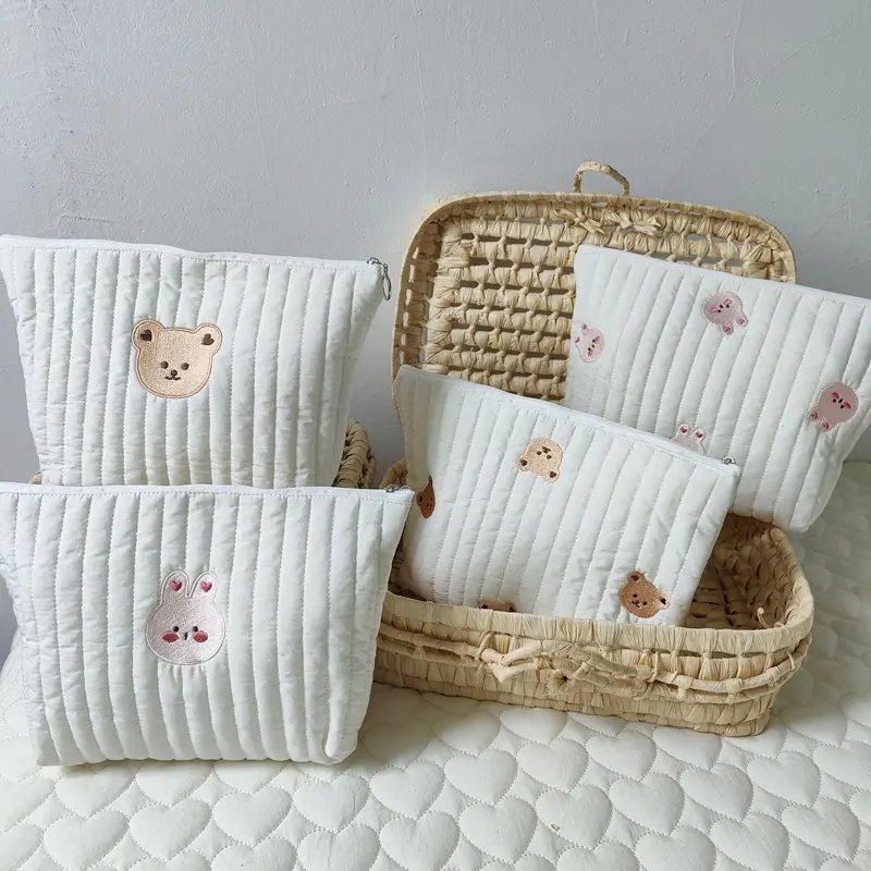 New Mommy Bag Cute Print Embroidery Mommy Bag Zipper Newborn Baby Diaper Bag Nappy Pouch Travel Stroller Storage Bags