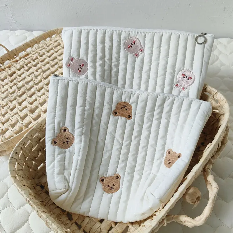 New Mommy Bag Cute Print Embroidery Mommy Bag Zipper Newborn Baby Diaper Bag Nappy Pouch Travel Stroller Storage Bags