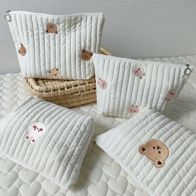 New Mommy Bag Cute Print Embroidery Mommy Bag Zipper Newborn Baby Diaper Bag Nappy Pouch Travel Stroller Storage Bags