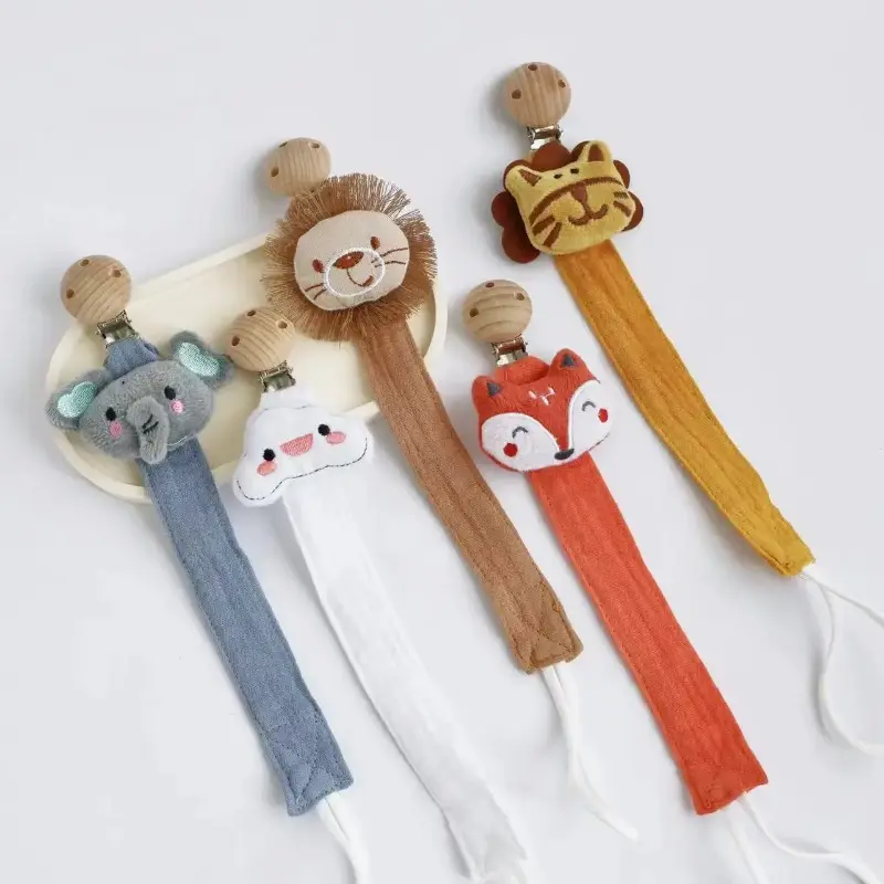 Baby Pacifier Clip Chain Dummy Holder for Nipple Clip Newborn Cartoon Animal Nipple Chains Birthday Shower Gift for Baby