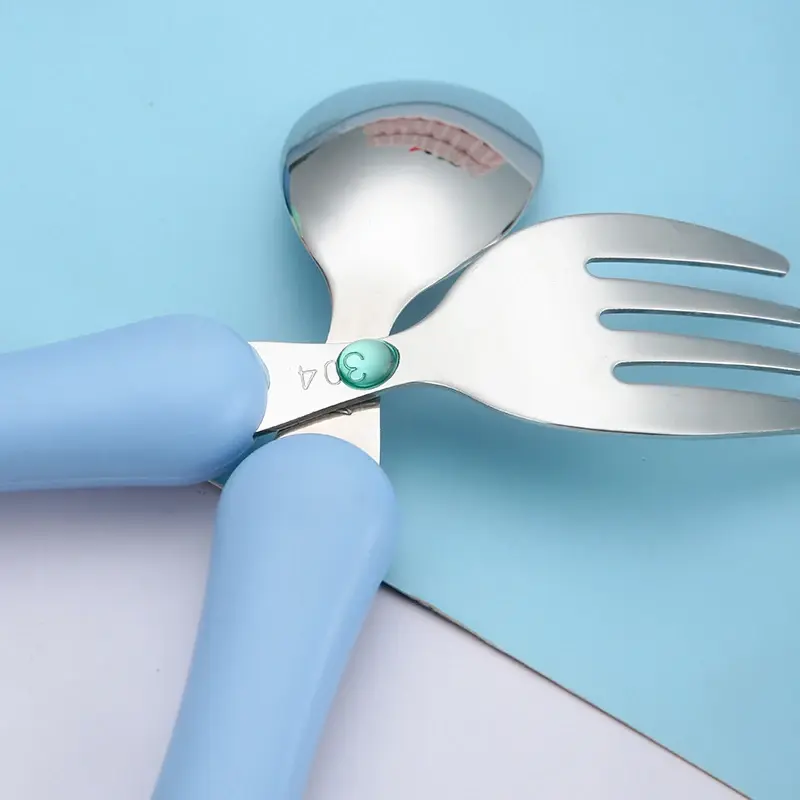 3pcs/setChildren Spoon Forks Box Kids Stainless Steel Kids Cutlery Portable Baby Feeding Utensils Baby Spoons Baby Tableware Set